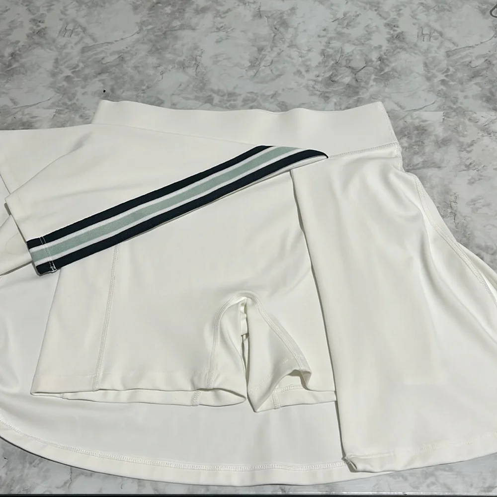 LOU & GREY WOMENS STRIPED LUVSTRETCH OVERLAP SKORT WHITE Sz SMALL - Picture 9 of 12